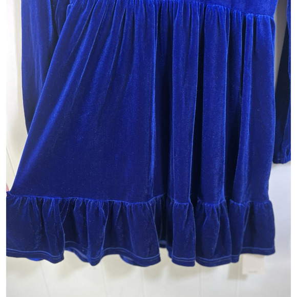 Halara Everyday Deep V-Neck Long Sleeve Velvet Mini Chill Dress Size M Blue New - Picture 7 of 10
